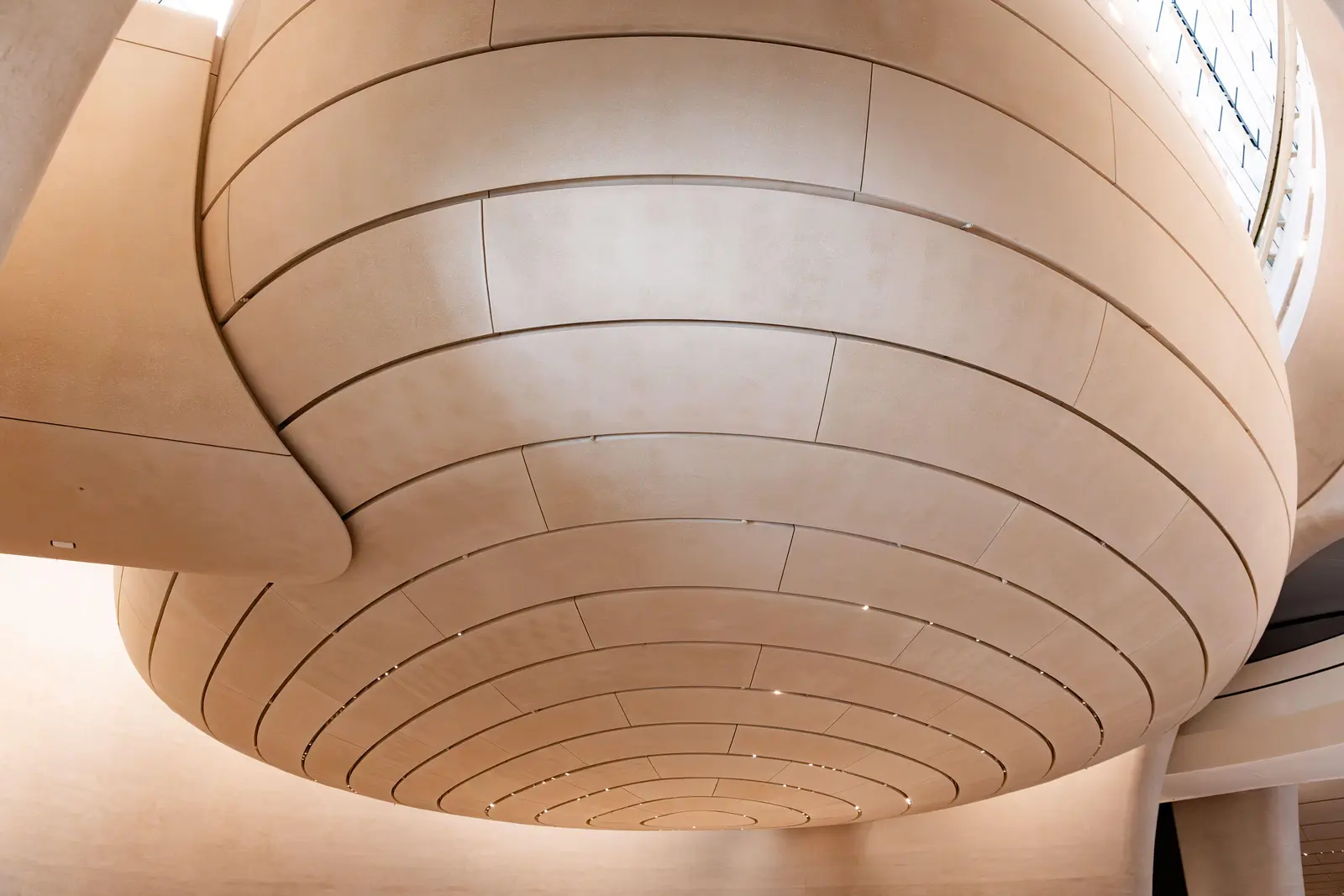 Sculptural ceiling detail inside Zayed National Museum