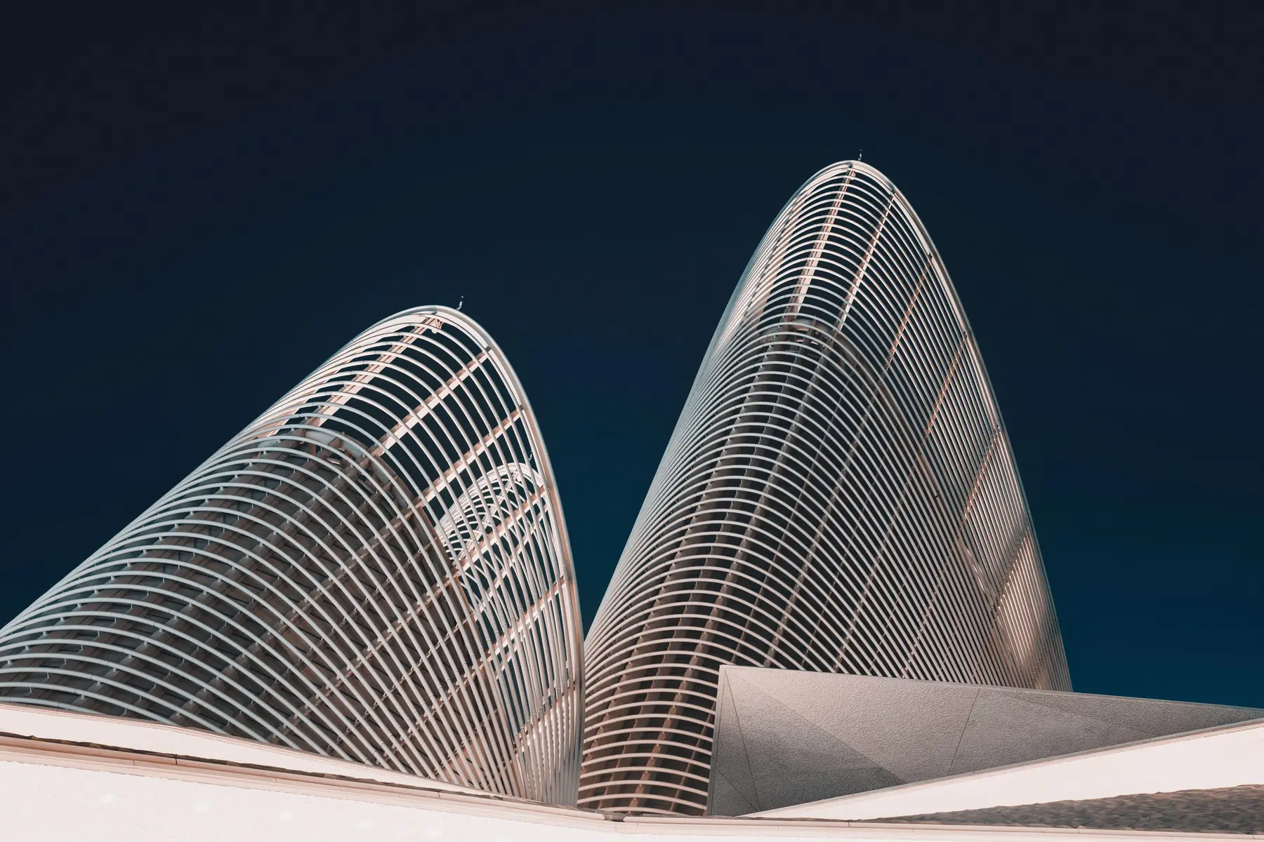 Zayed National Museum exterior architecture at night